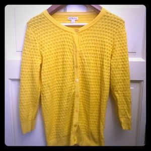 NWOT Yellow Textured Crew Neck Cardigan sz L